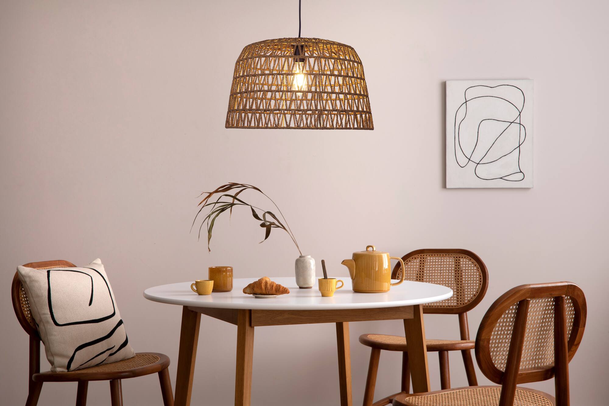 Hello Honey® 19.5" Boho Open Weave Metal and Paper Rope Ceiling Light